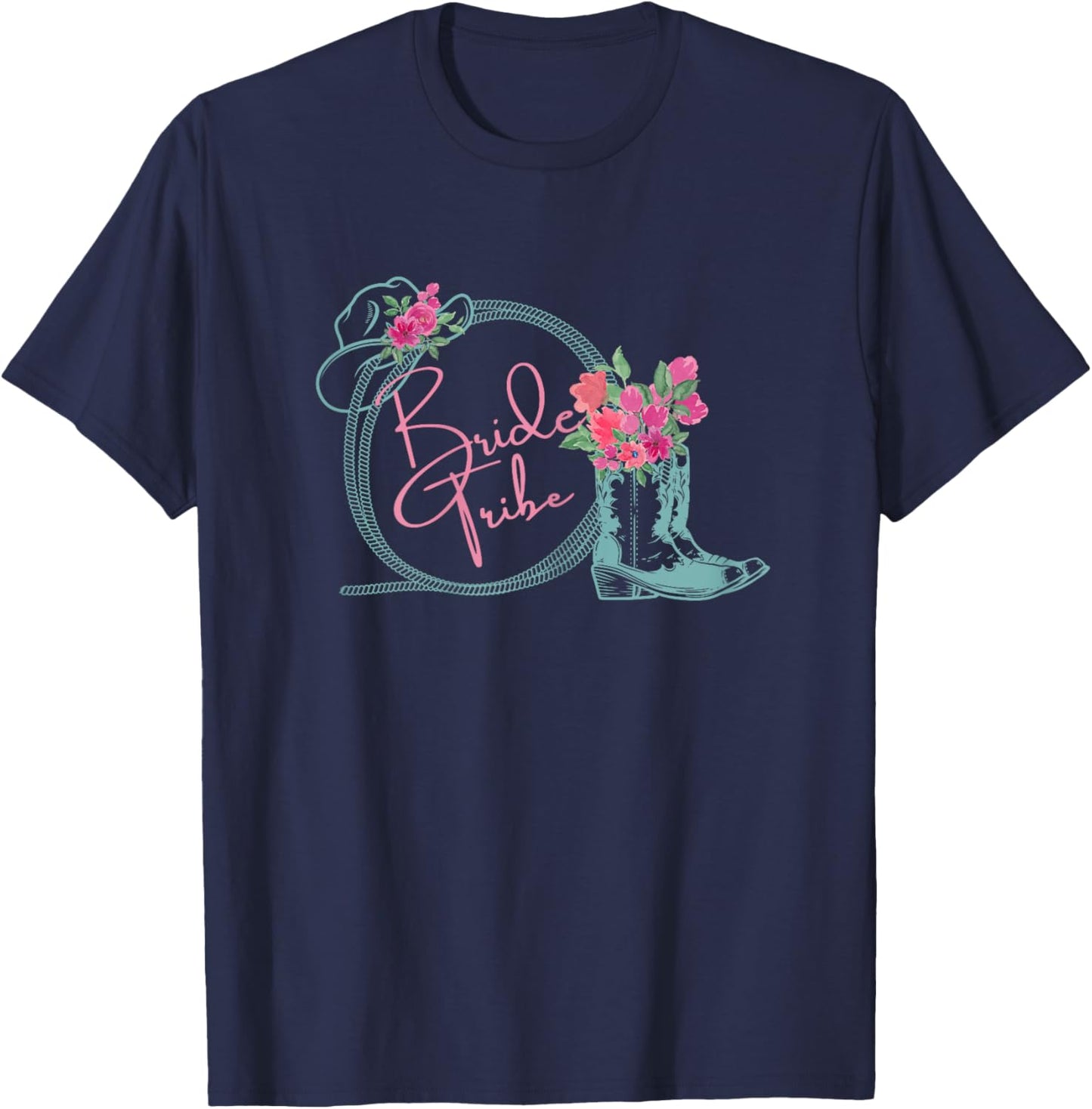 Bride Tribe Bachelorette Nashville Country Coastal Theme T-Shirt - T-Shirt | Navy