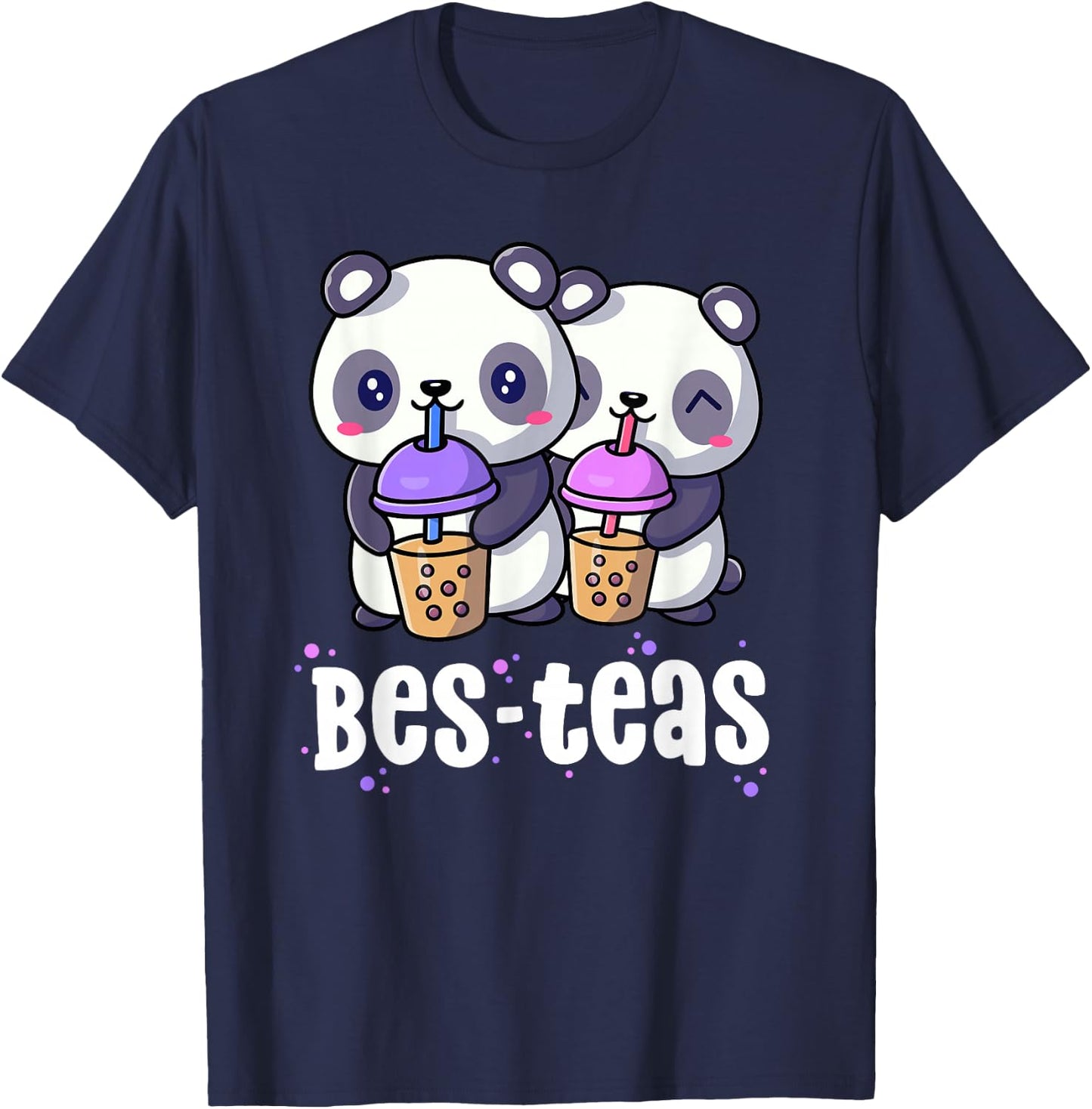 Boba Shirt Women Girls Bes Teas Kawaii Panda Bubble Tea T-Shirt - T-Shirt | Navy