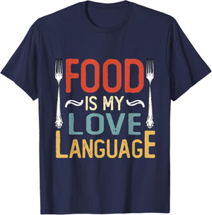 Food Is My Love Language Cook Chef Foodie Food Lover Retro T-Shirt - T-Shirt | Navy