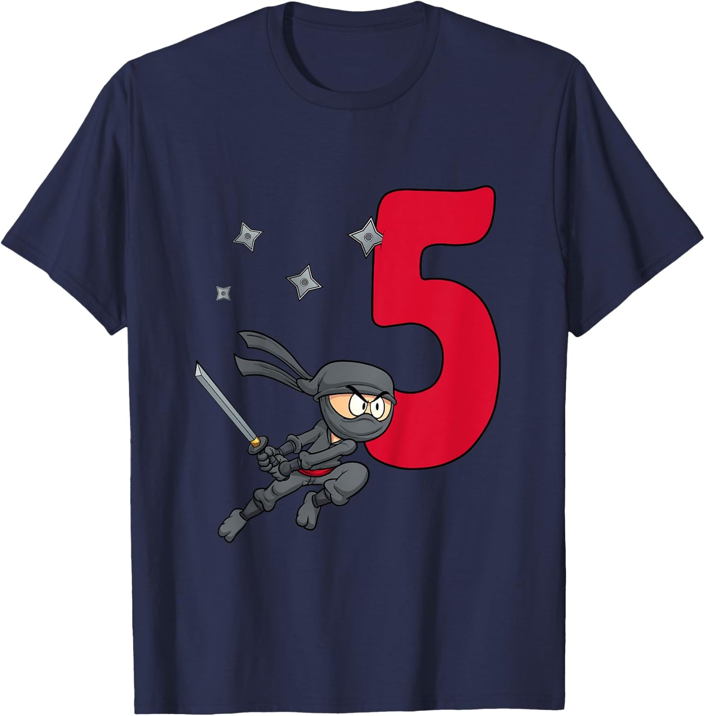 Kids 5th Birthday Boy Gift Ninja Shirt For Boys five Years T-Shirt - T-Shirt | Navy