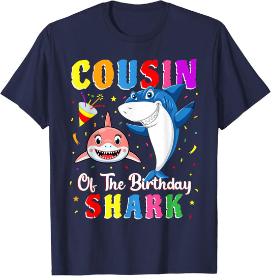 Cousin Of The Shark Birthday Family Matching Birthday Cousin T-Shirt - T-Shirt | Navy