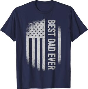 Best Dad Ever Funny Family Father's Day American Flag Men T-Shirt - T-Shirt | Navy