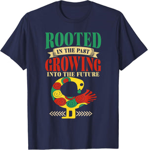 Sankofa Bird Rooted In The Past Growing Into The Future T-Shirt - T-Shirt | Navy