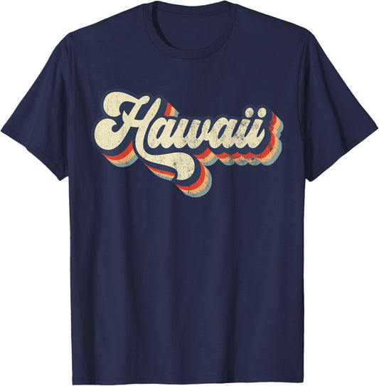 Hawaii Home State USA 70s Vintage Retro Distressed T-Shirt - T-Shirt | Navy