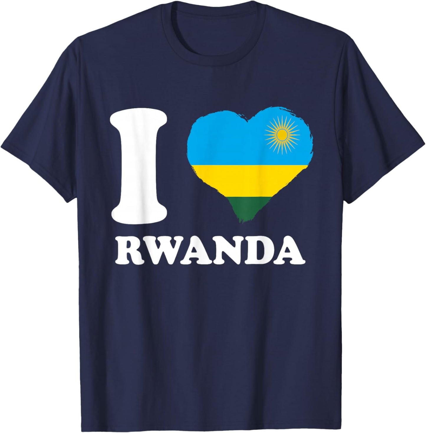 I Love Rwanda Rwandan Pride Rwandan Flag Rwandan Roots T-Shirt - T-Shirt | Navy