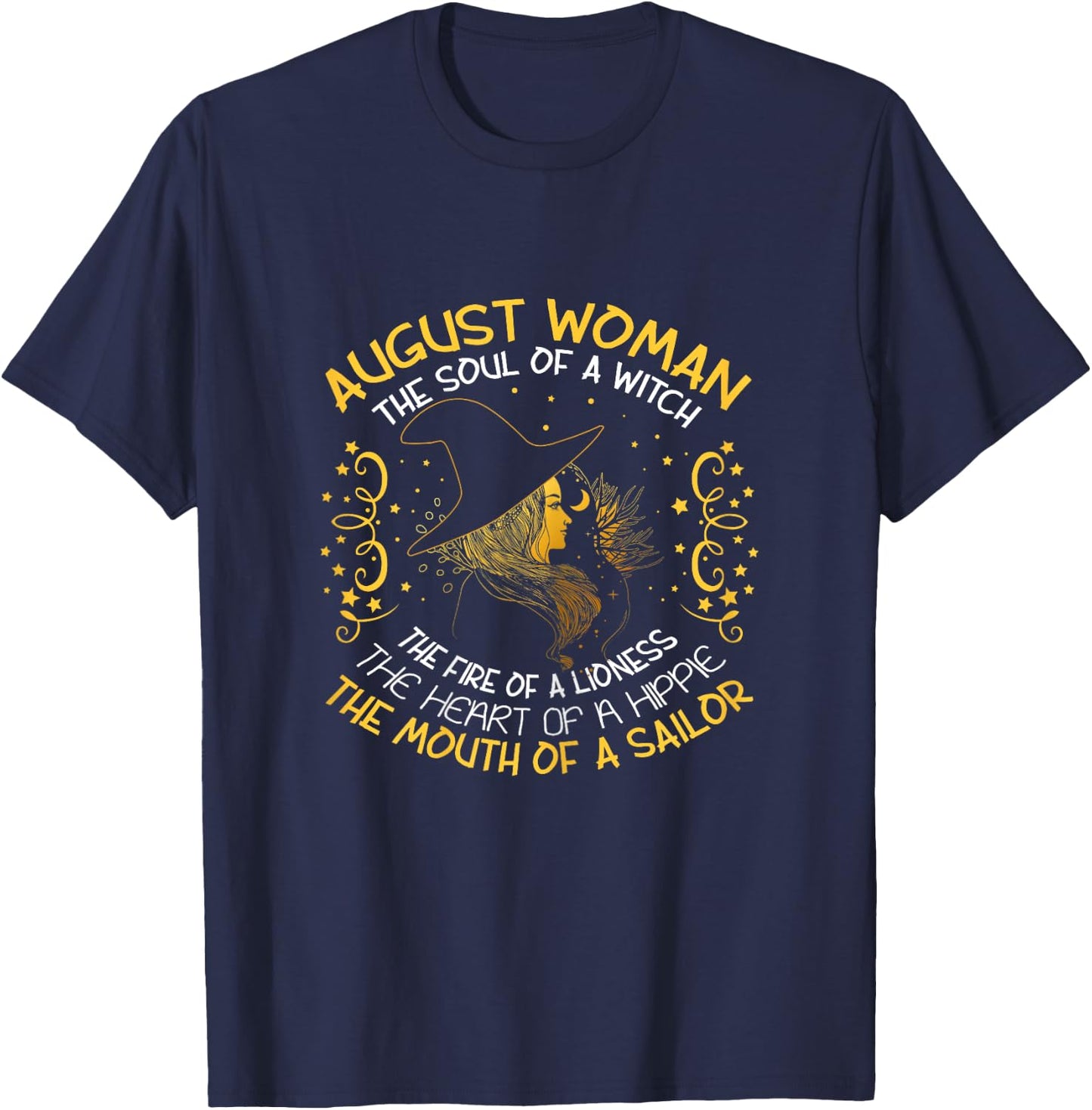 August Woman Witch Soul Cute Halloween August Birthday Gift T-Shirt - T-Shirt | Navy