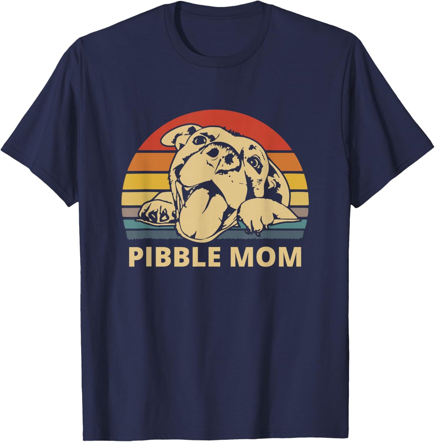 Pibble Mom - I Love My Pit Retro Vintage Pit Face Pitbull T-Shirt - T-Shirt | Navy