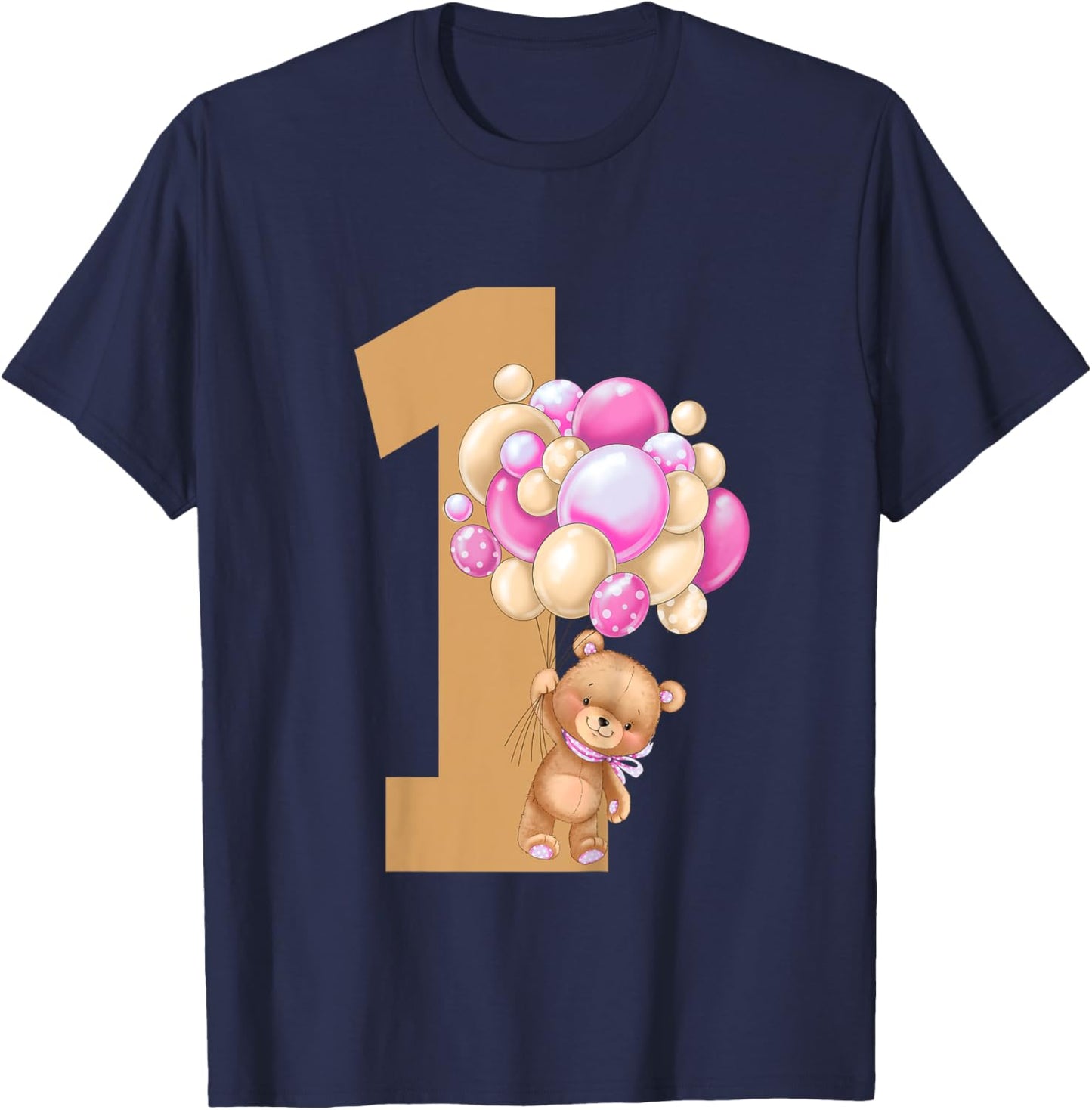 Kids Beary First Birthday Teddy Bear 1st Birthday Girl Matching T-Shirt - T-Shirt | Navy
