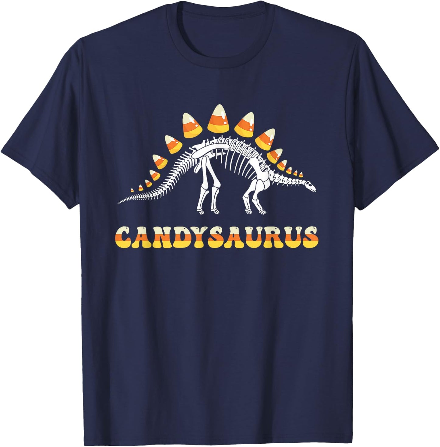 Funny Candysaurus Candy Corn Toddler Kid Dinosaur Halloween T-Shirt - T-Shirt | Navy