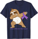 Crohn's Disease Awareness Ribbon Dabbing Sloth Warrior Gift T-Shirt - T-Shirt | Navy