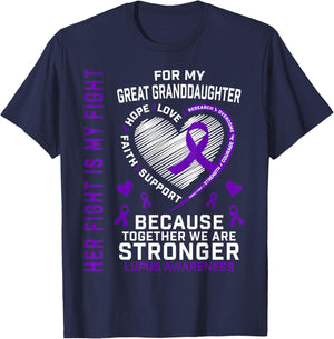 Purple Her Fight Great Granddaughter Lupus Awareness Month T-Shirt - T-Shirt | Navy