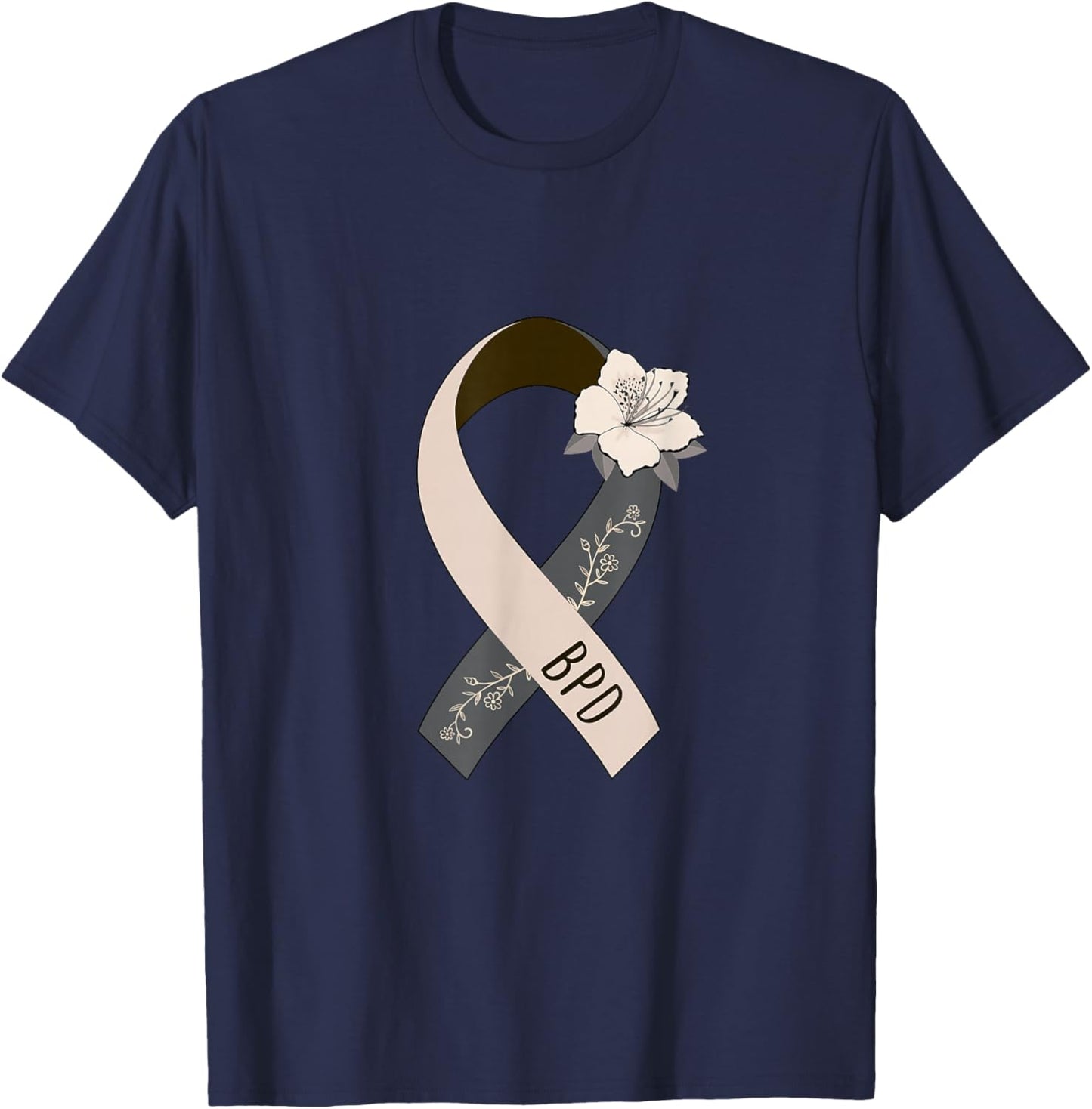 BPD Floral Awareness Ribbon T-Shirt - T-Shirt | Navy