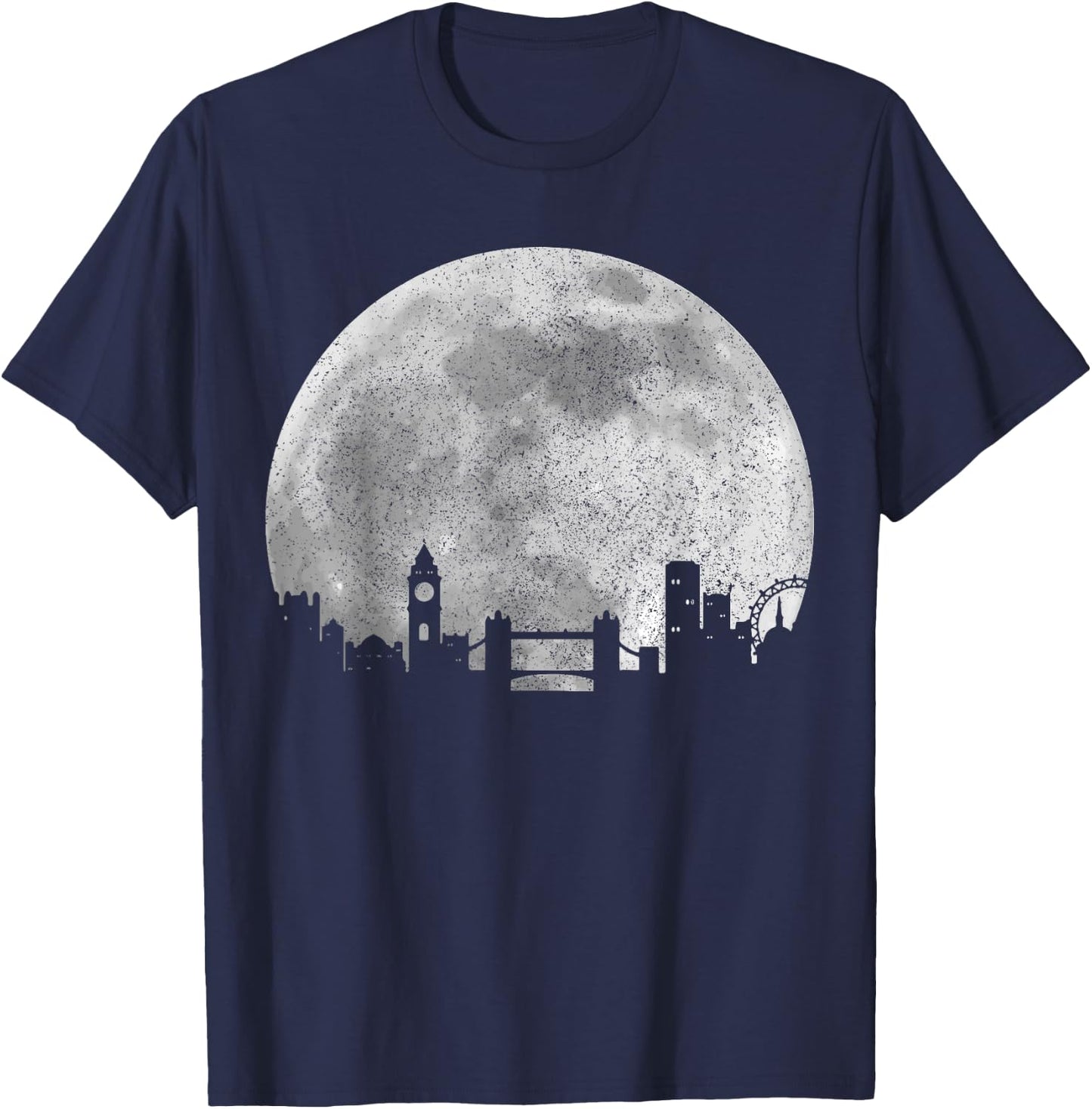 London Skyline Moon UK Vintage Great Britain England London T-Shirt - T-Shirt | Navy