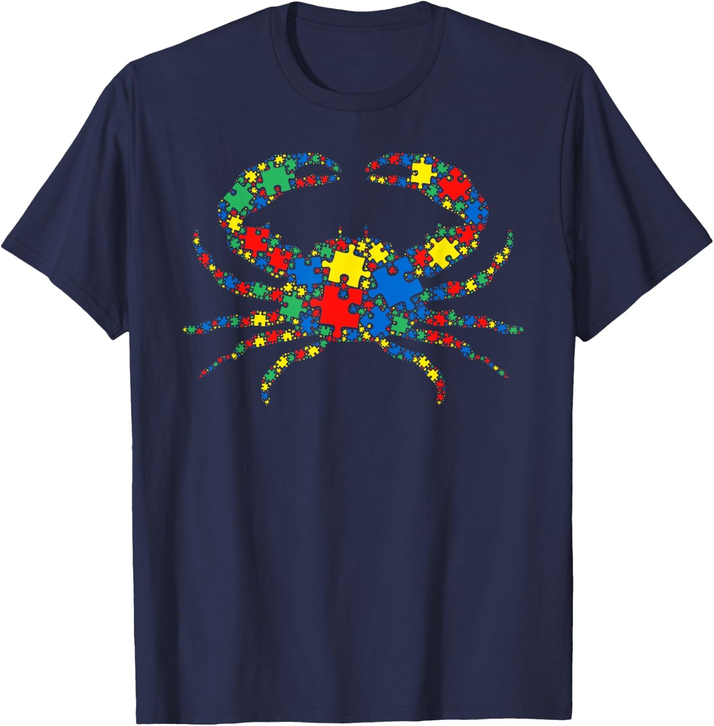 Crab Autism Puzzle Men Kids - Autism Awareness T-Shirt - T-Shirt | Navy