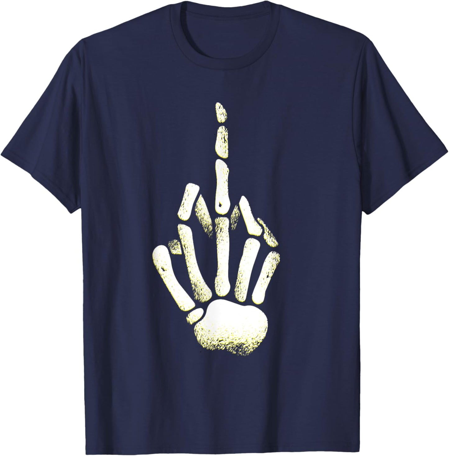 Halloween Skeleton Middle Finger Hand Fuck off T-Shirt - T-Shirt | Navy