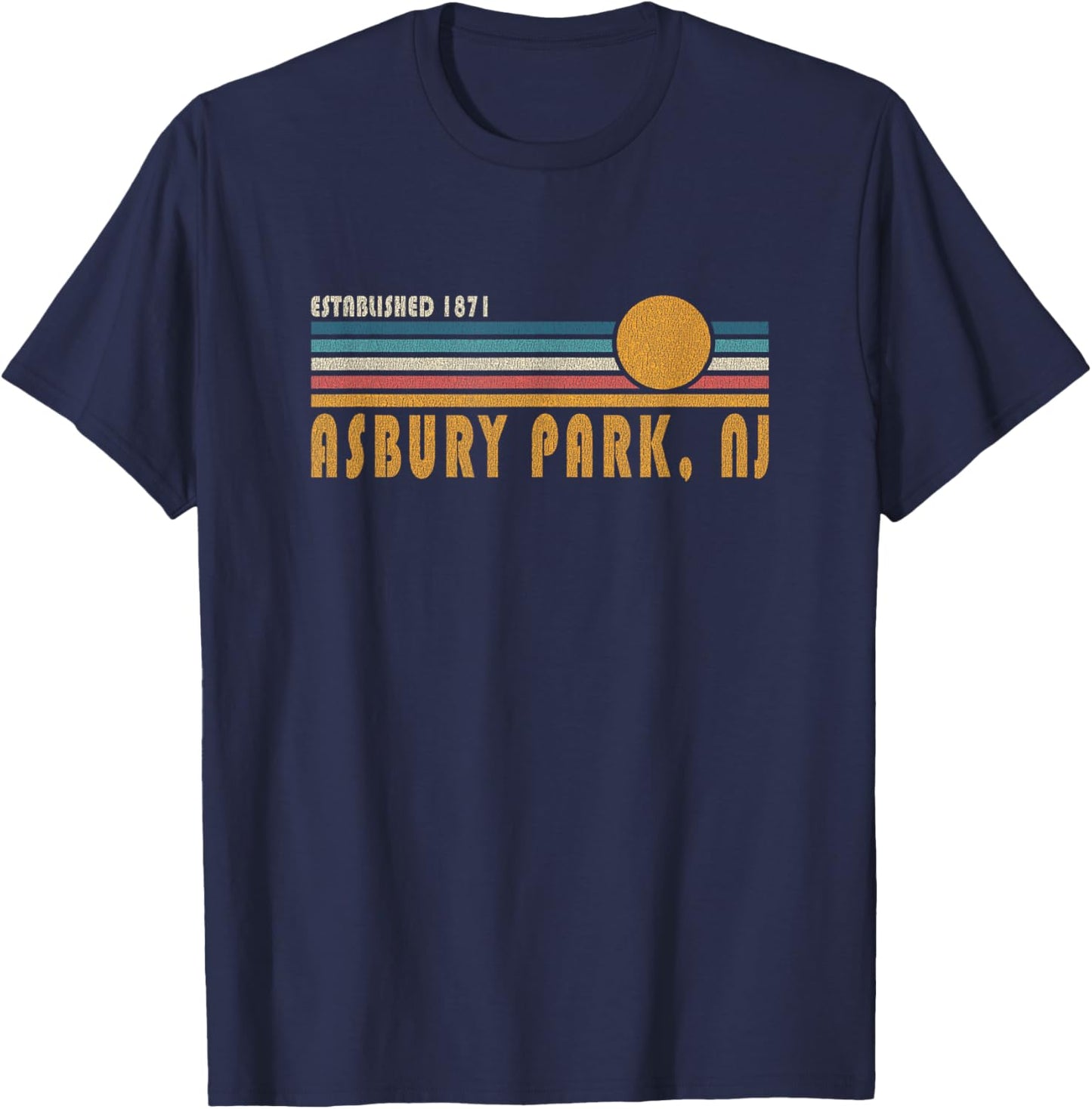 Asbury Park NJ Souvenir - New Jersey Vacation Memorabilia T-Shirt - T-Shirt | Navy