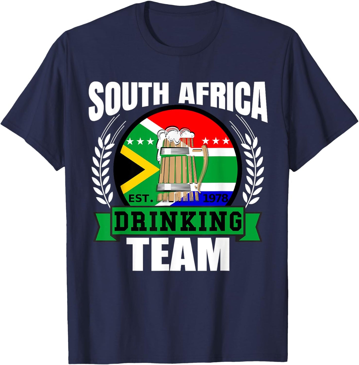 South Africa Drinking Team Funny African Flag Party Gift T-Shirt - T-Shirt | Navy