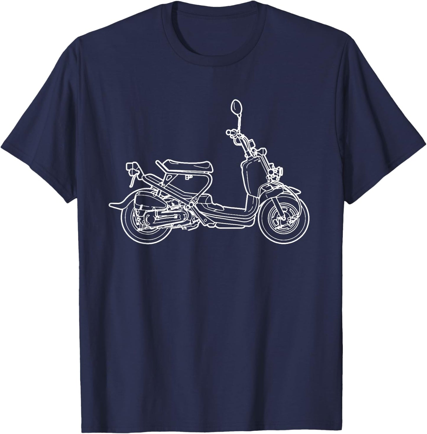 Gizmoto Ruckus Outlined Motorcycle Artwork - Black, -Adults, Small, Short Sleeve, Cotton 60% Polyester 40% T-Shirt - T-Shirt | Navy