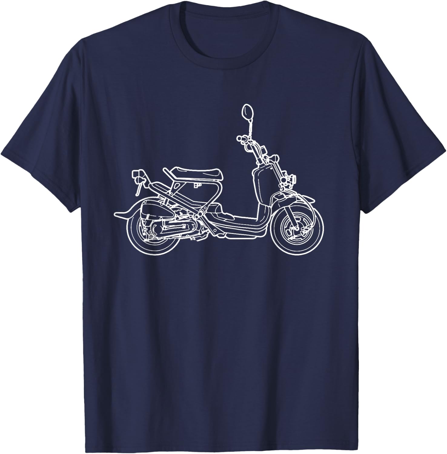 Gizmoto Ruckus Outlined Motorcycle Artwork - Black, -Adults, Small, Short Sleeve, Cotton 60% Polyester 40% T-Shirt - T-Shirt | Navy