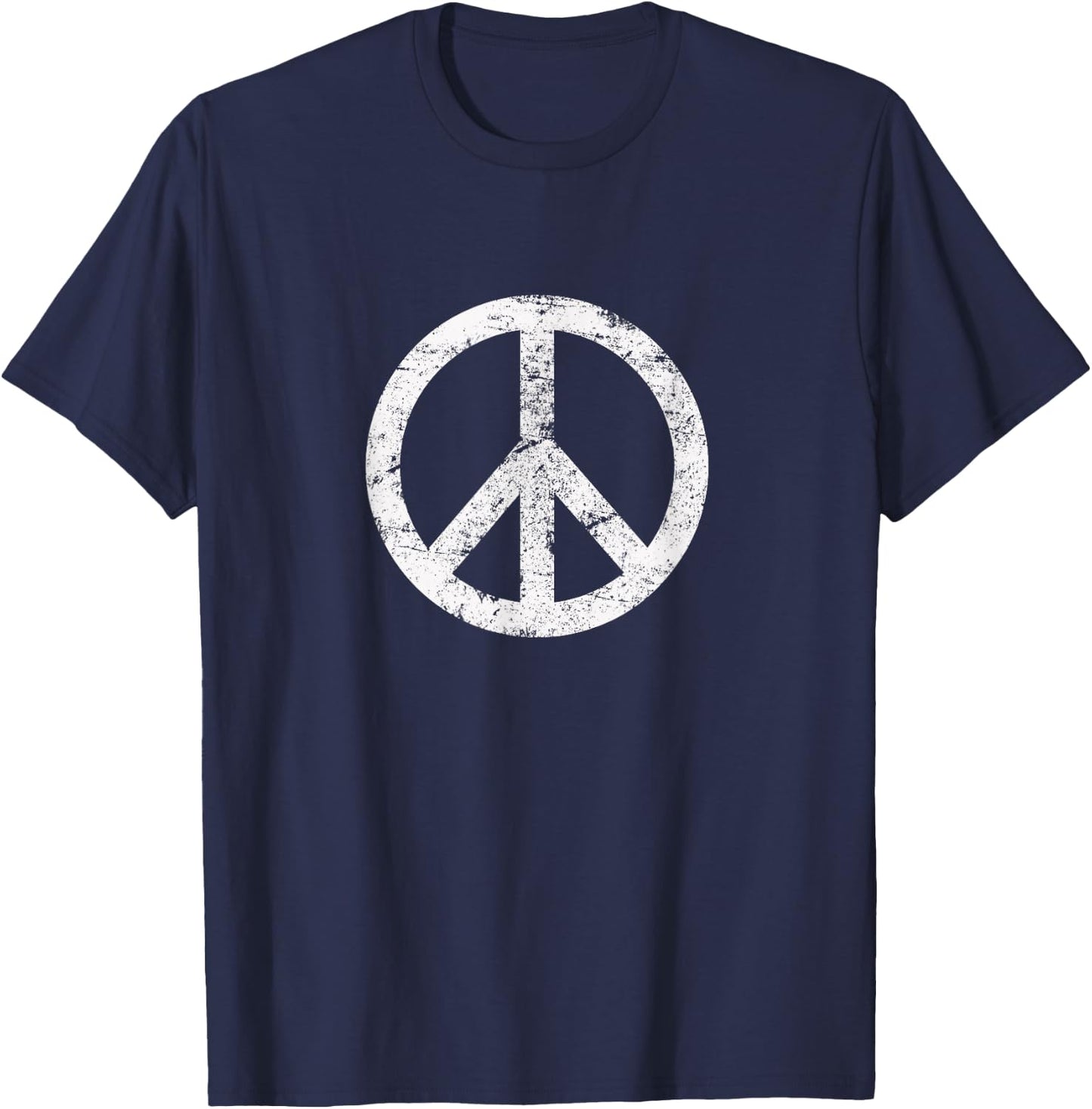 Distressed Hippie Peace Sign Cool Vintage Symbol Men Women T-Shirt - T-Shirt | Navy