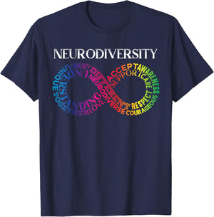 Neurodiversity Neurodivergent Rainbow Infinity ADHD ASD Small T-Shirt - T-Shirt | Navy