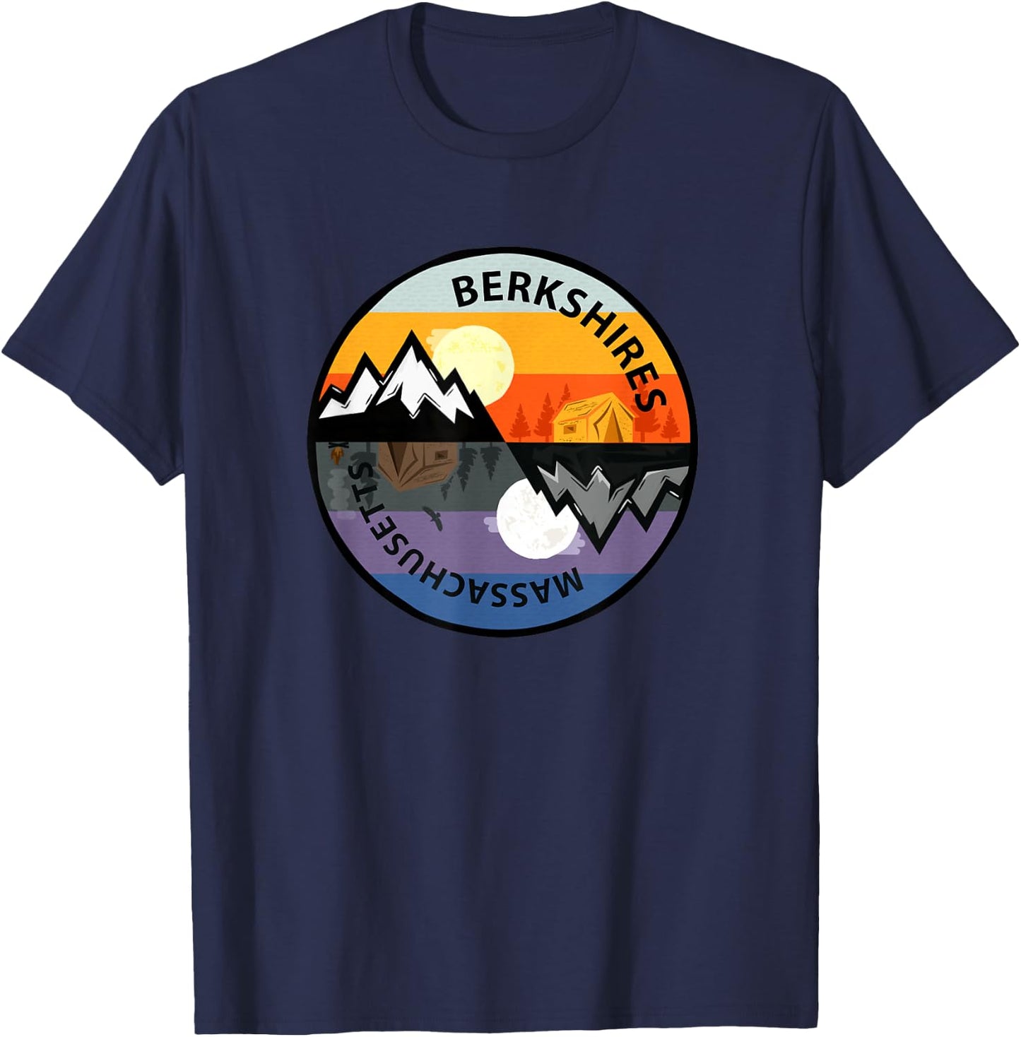 Retro Vintage Berkshires, Massachusetts Souvenir Camping T-Shirt - T-Shirt | Navy