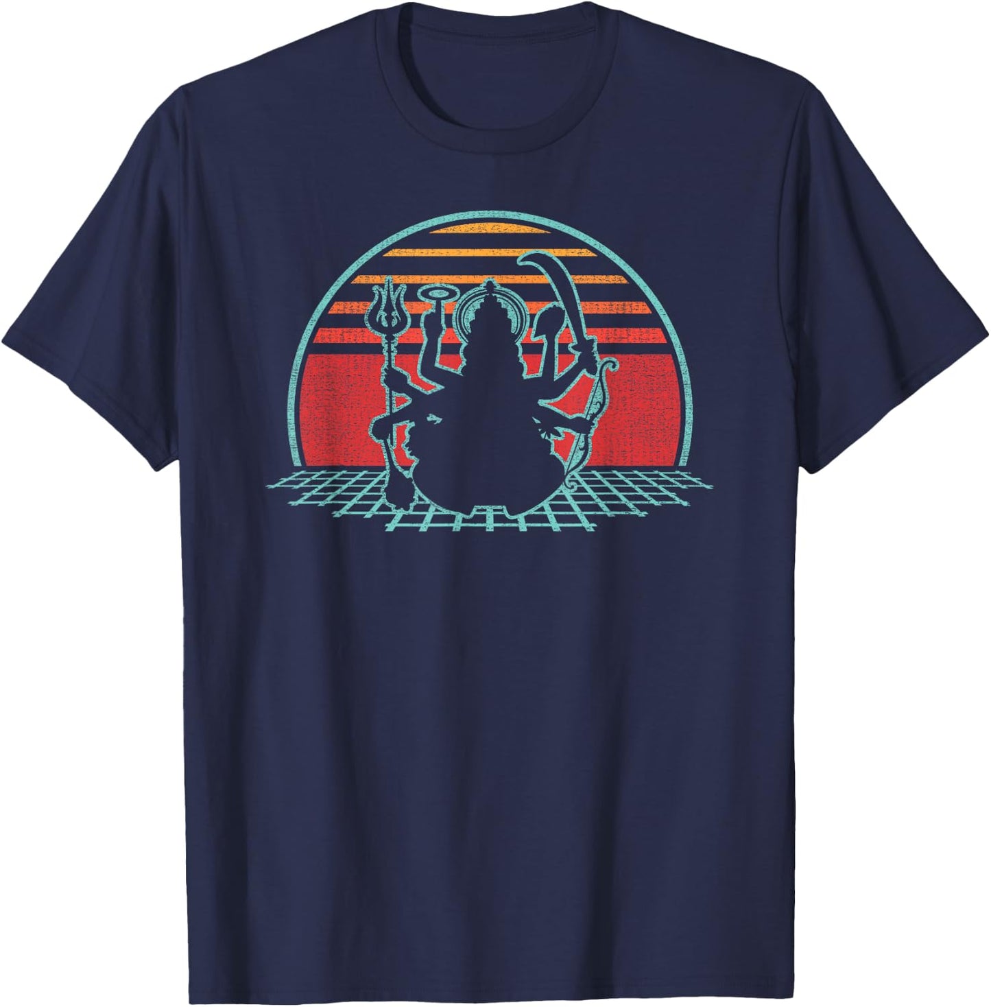 Kali Hindu Goddess Retro Vintage 80s Style Gift T-Shirt - T-Shirt | Navy