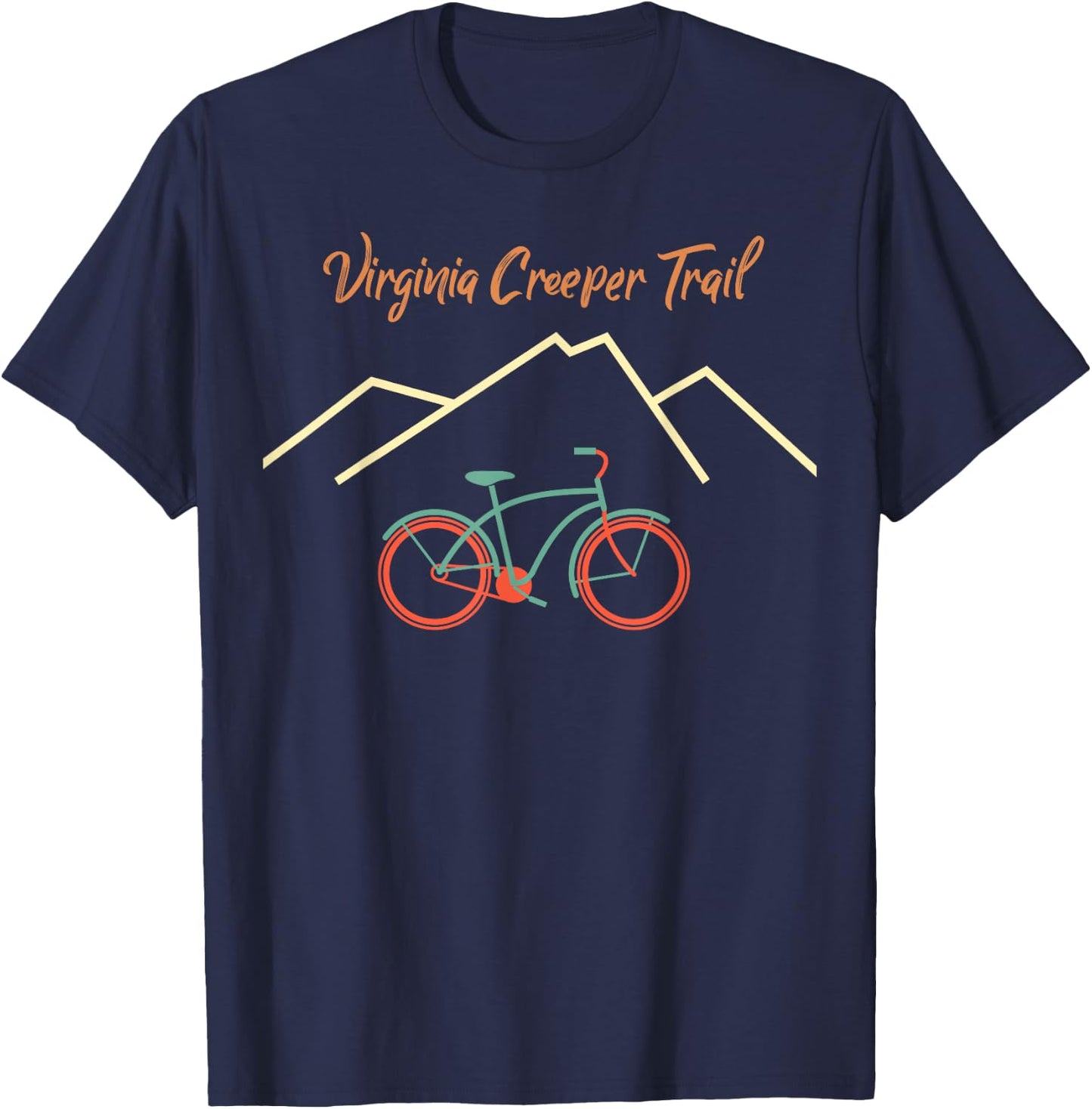Virginia Creeper Trail Retro Mountain Bike and Hike T-Shirt - T-Shirt | Navy