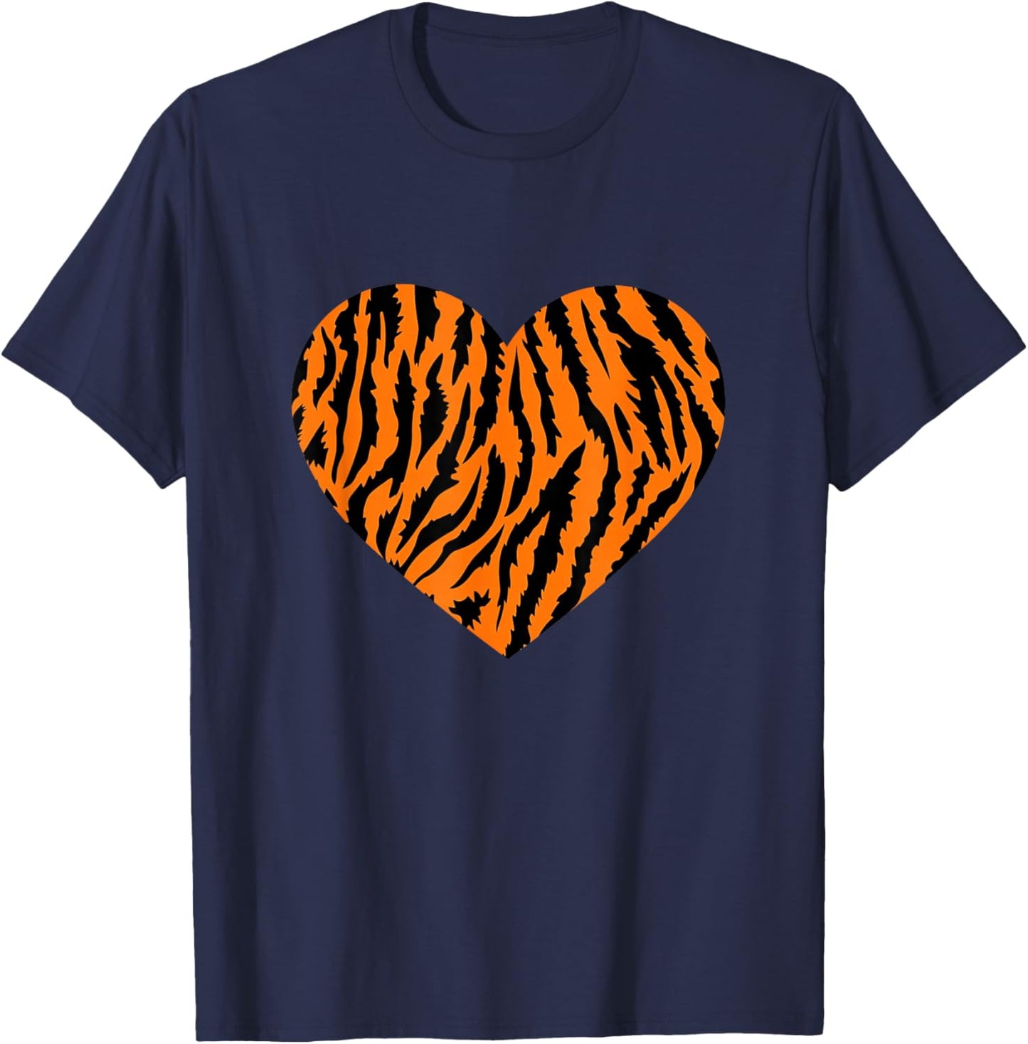 Tiger Animal Print Heart Tiger T-Shirt - T-Shirt | Navy