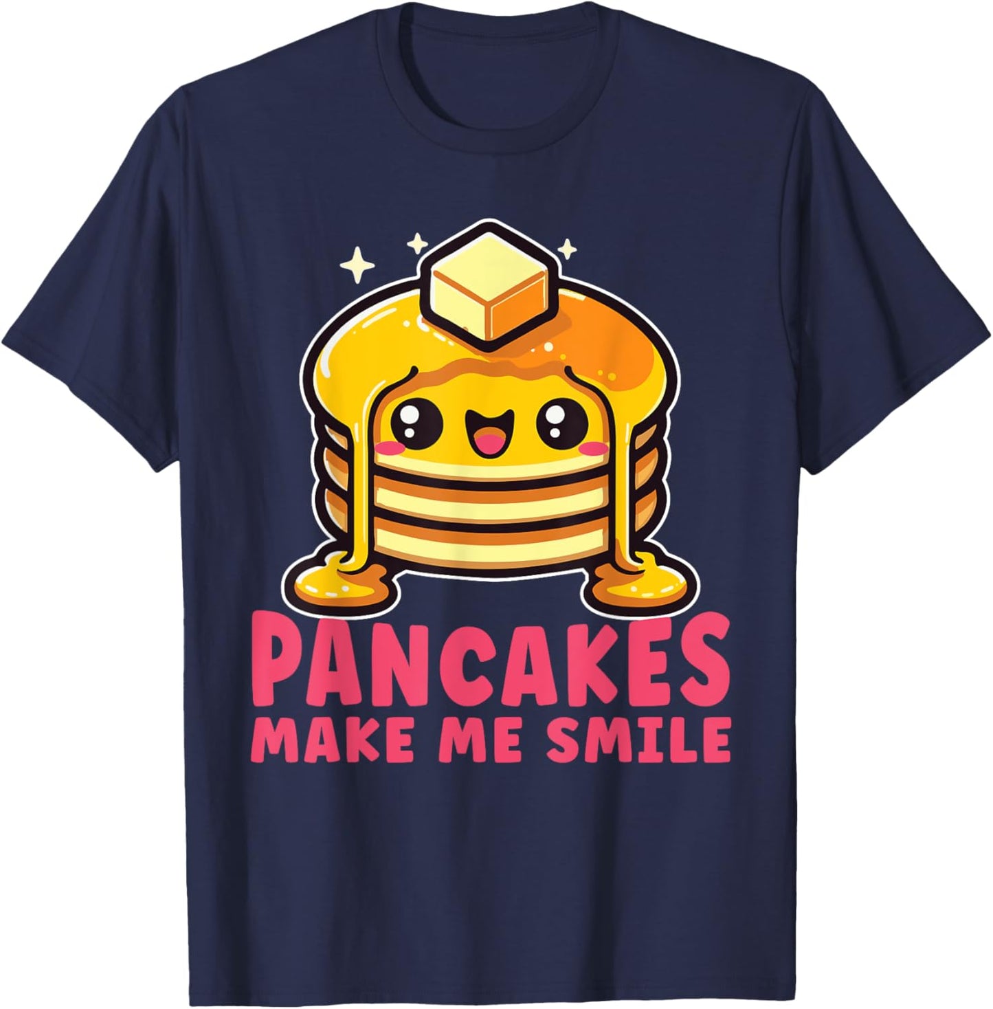 Cute Pancake Breakfast Food Lover Kawaii Pancakes T-Shirt - T-Shirt | Navy