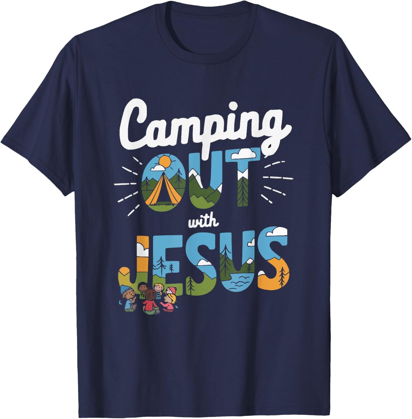 Camping Jesus Christ Religion Christian Camper Christianity T-Shirt - T-Shirt | Navy