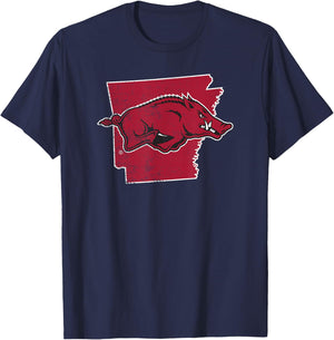 University of Arkansas Razorbacks State Shape T-Shirt - T-Shirt | Navy