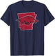 University of Arkansas Razorbacks State Shape T-Shirt - T-Shirt | Navy