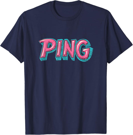 Vibrant Ping Speech Costume for Gamer and Internet Lovers T-Shirt - T-Shirt | Navy
