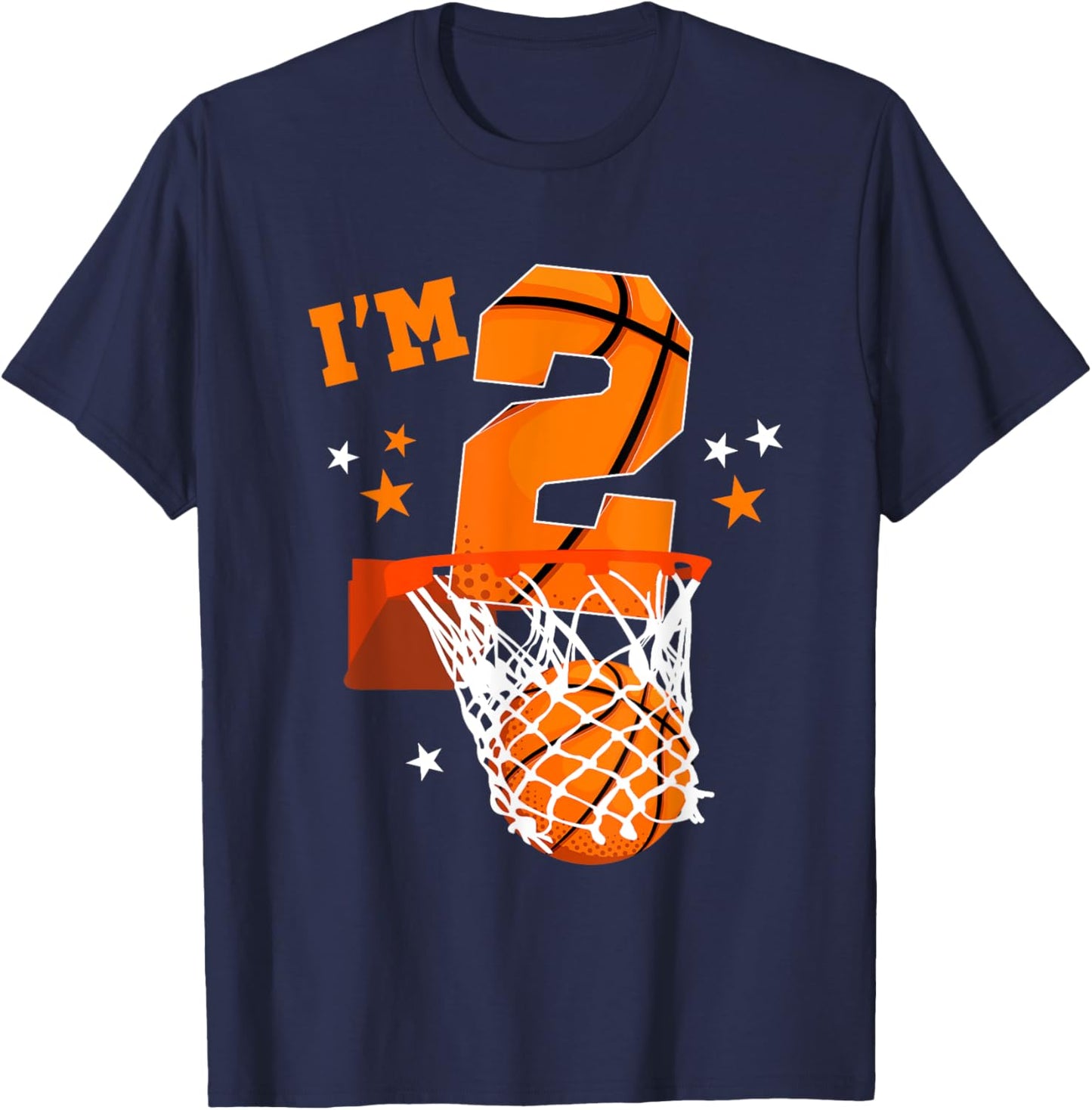 2nd Birthday Basketball Themed For Boy 2 Year Old T-Shirt - T-Shirt | Navy
