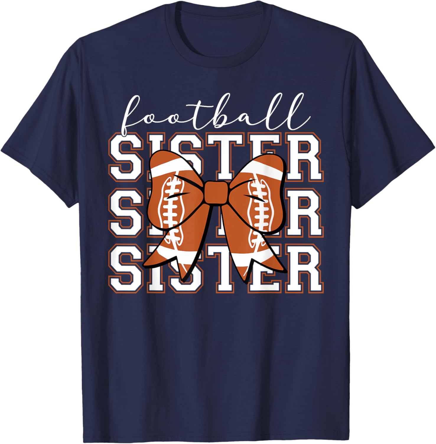 Football Sister Vintage Sport Lover Sister Mothers Da T-Shirt - T-Shirt | Navy