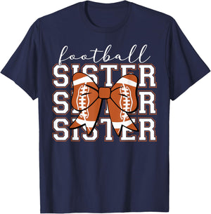Football Sister Vintage Sport Lover Sister Mothers Da T-Shirt - T-Shirt | Navy