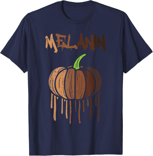 Pumpkin Drippin Melanin Halloween Black Lives Matter BLM BHM T-Shirt - T-Shirt | Navy