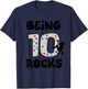 Rock Climbing Funny 10 Years Old 10th Birthday Gift Kids T-Shirt - T-Shirt | Navy