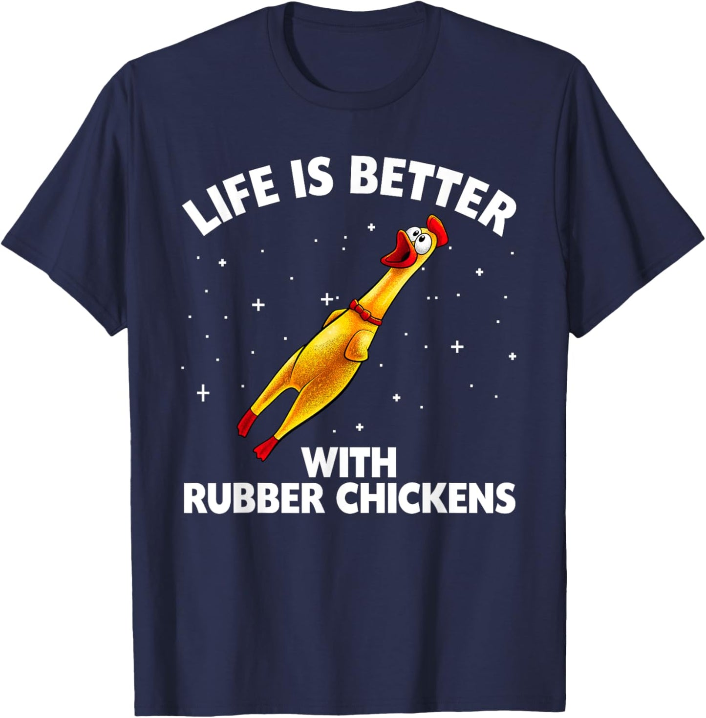 Funny Rubber Chicken Design Women Chicken Toy Lovers T-Shirt - T-Shirt | Navy