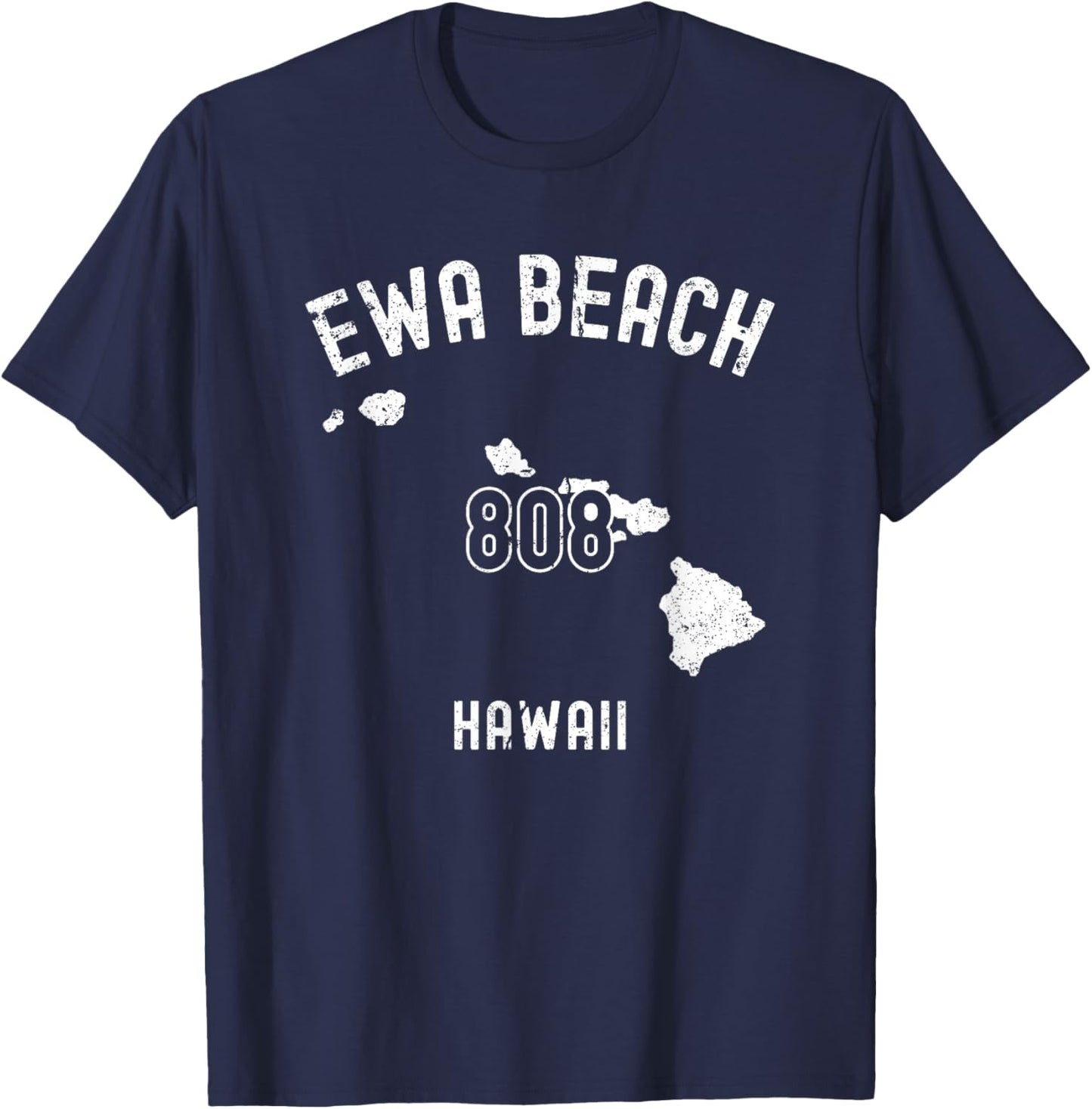 Ewa Beach Hawaii HI 808 Vintage Athletic Style T-Shirt - T-Shirt | Navy