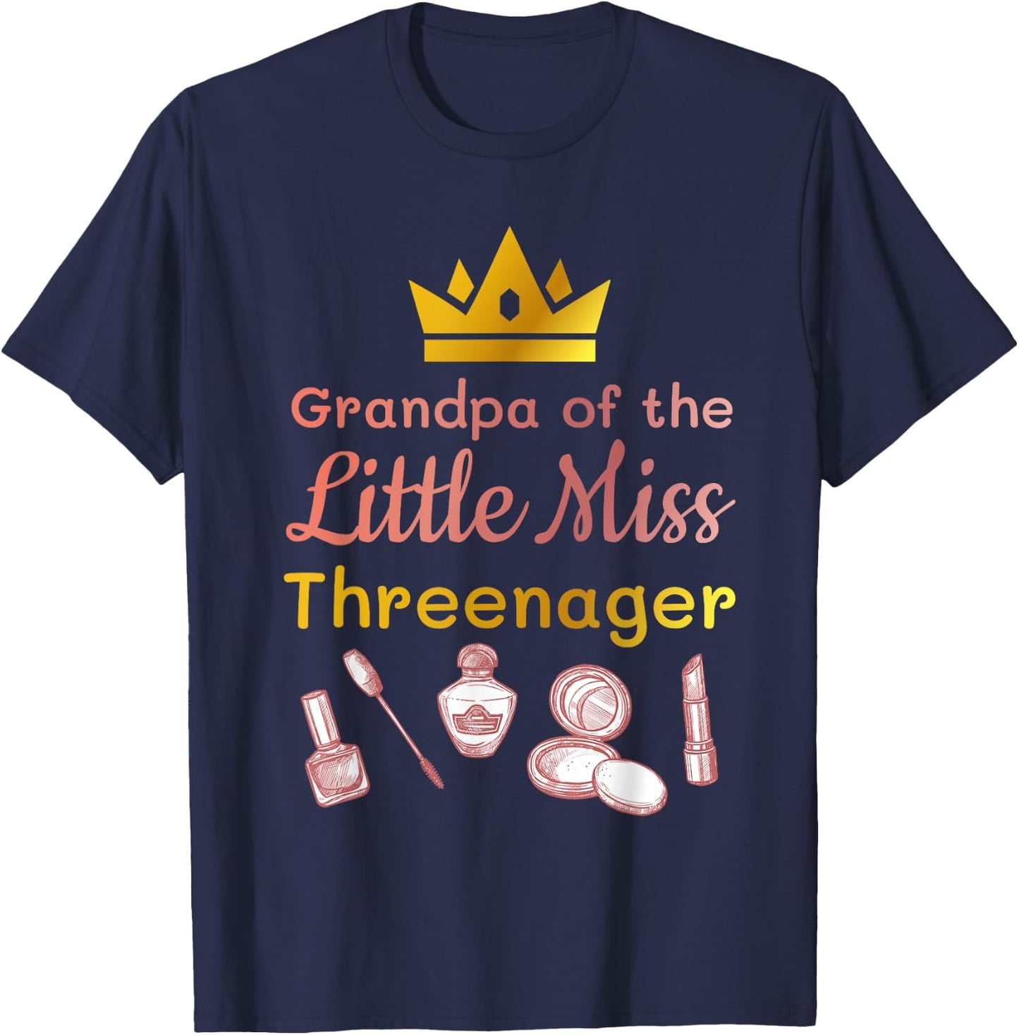 Grandpa of the Miss Threenager Spa 3rd Birthday Party T-Shirt - T-Shirt | Navy