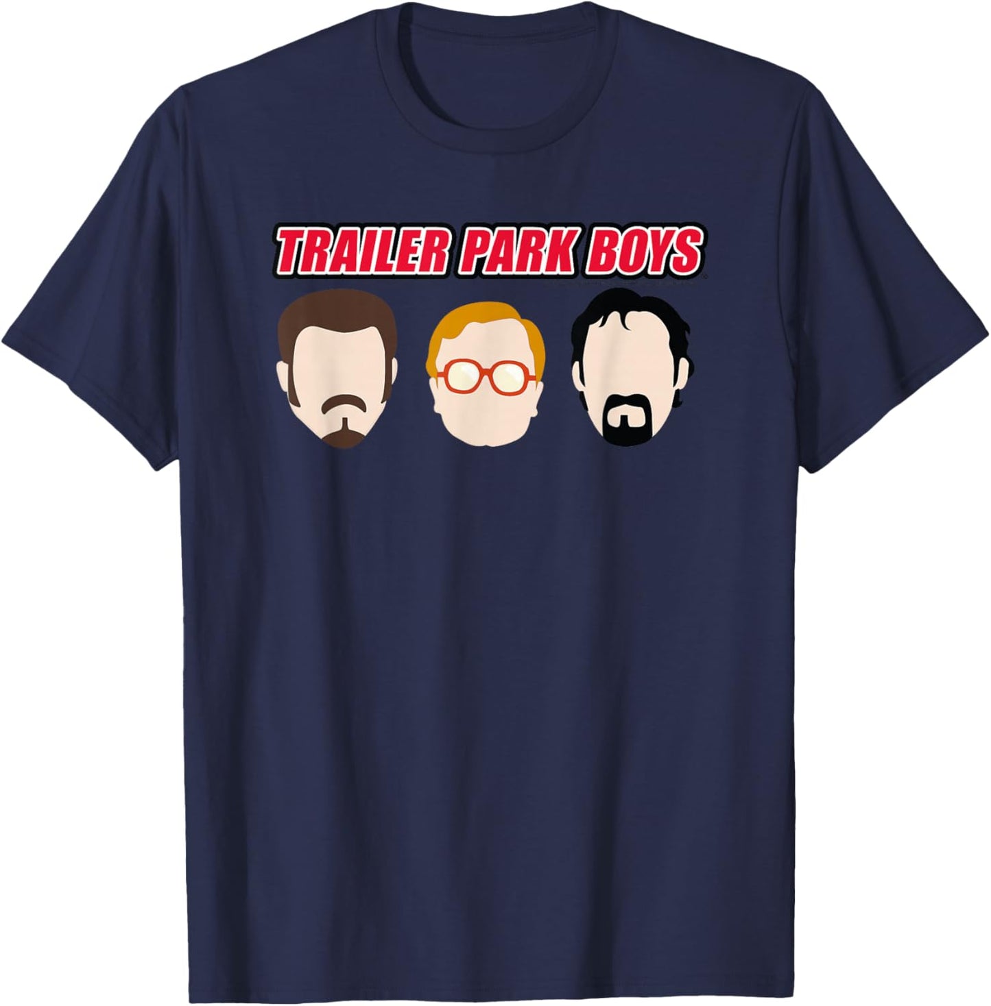 Ripple Junction x Trailer Park Boys Illustrated Heads , grey, S T-Shirt - T-Shirt | Navy