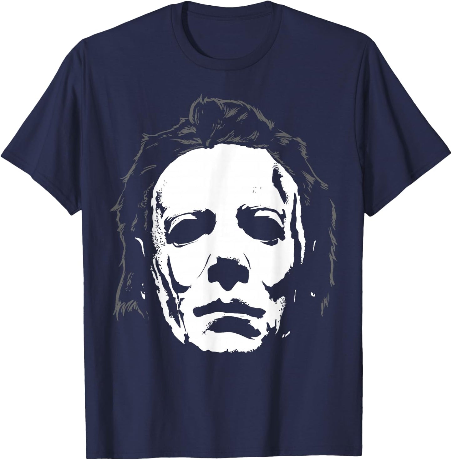 Halloween Michael Myers Mask Big Face T-Shirt - T-Shirt | Navy
