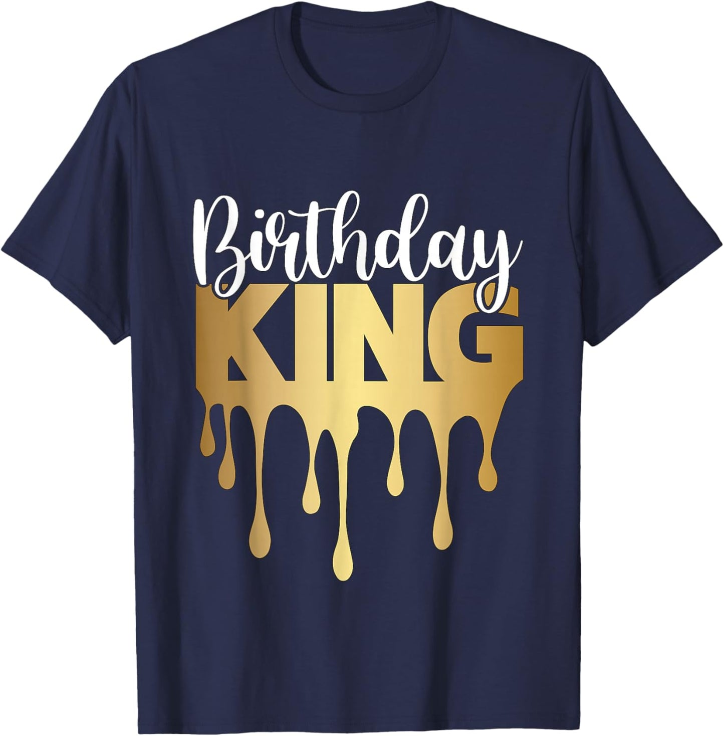 Outstading Gifts for Melanin Birthday King - Men's Black Small Classic Fit Short Sleeve Cotton, Polyester T-Shirt - T-Shirt | Navy
