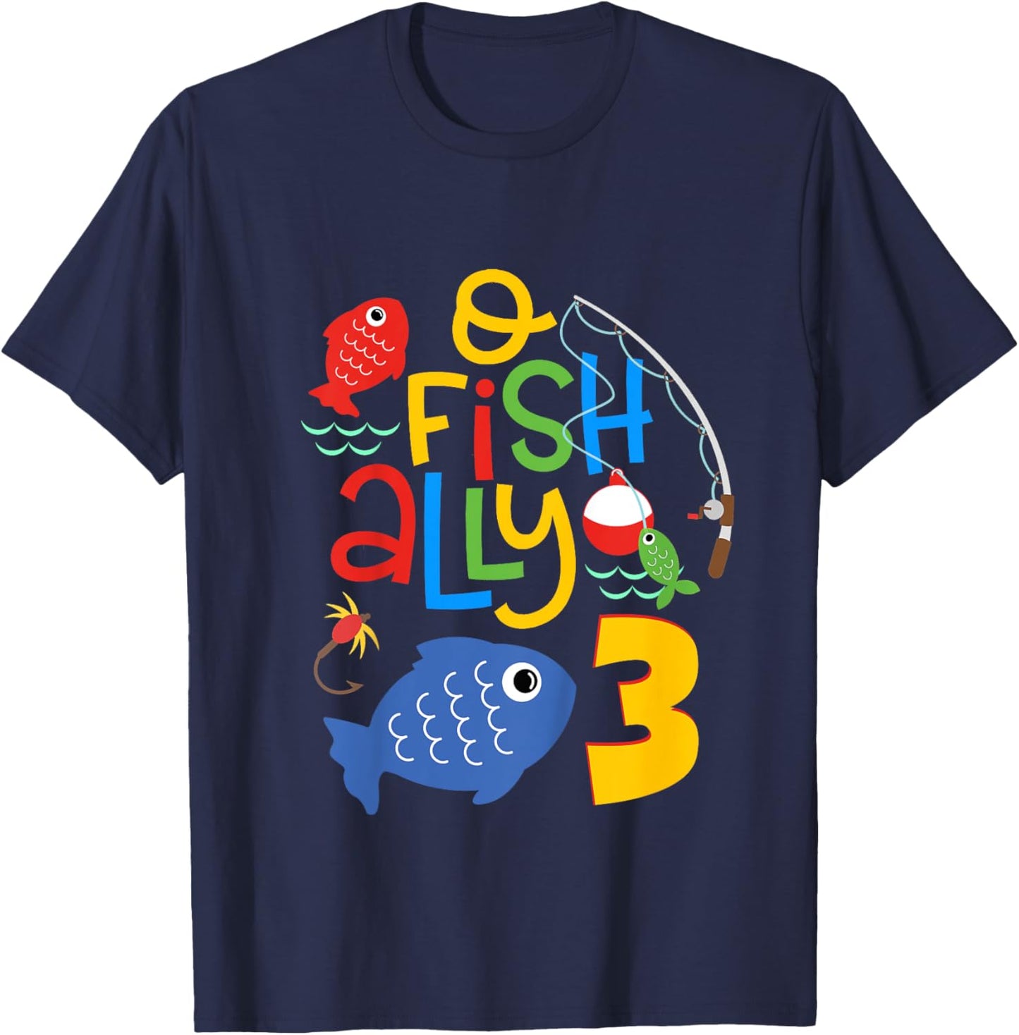 O-Fish-Ally Three Birthday Decorations 3 Year Old 3rd Bday T-Shirt - T-Shirt | Navy