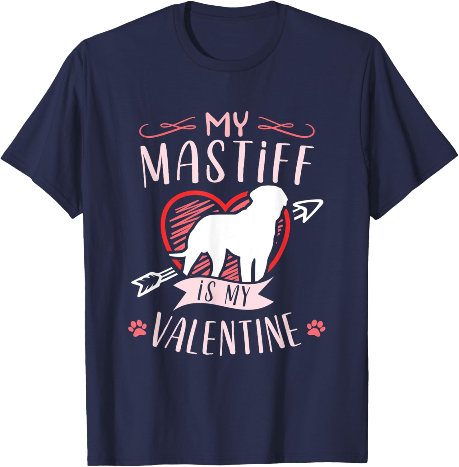 Valentine's day - Mastiff Dog Valentine T-Shirt - T-Shirt | Navy