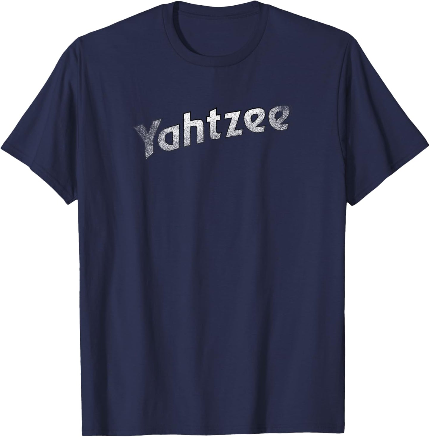 Yahtzee White Classic Distressed Logo T-Shirt - T-Shirt | Navy