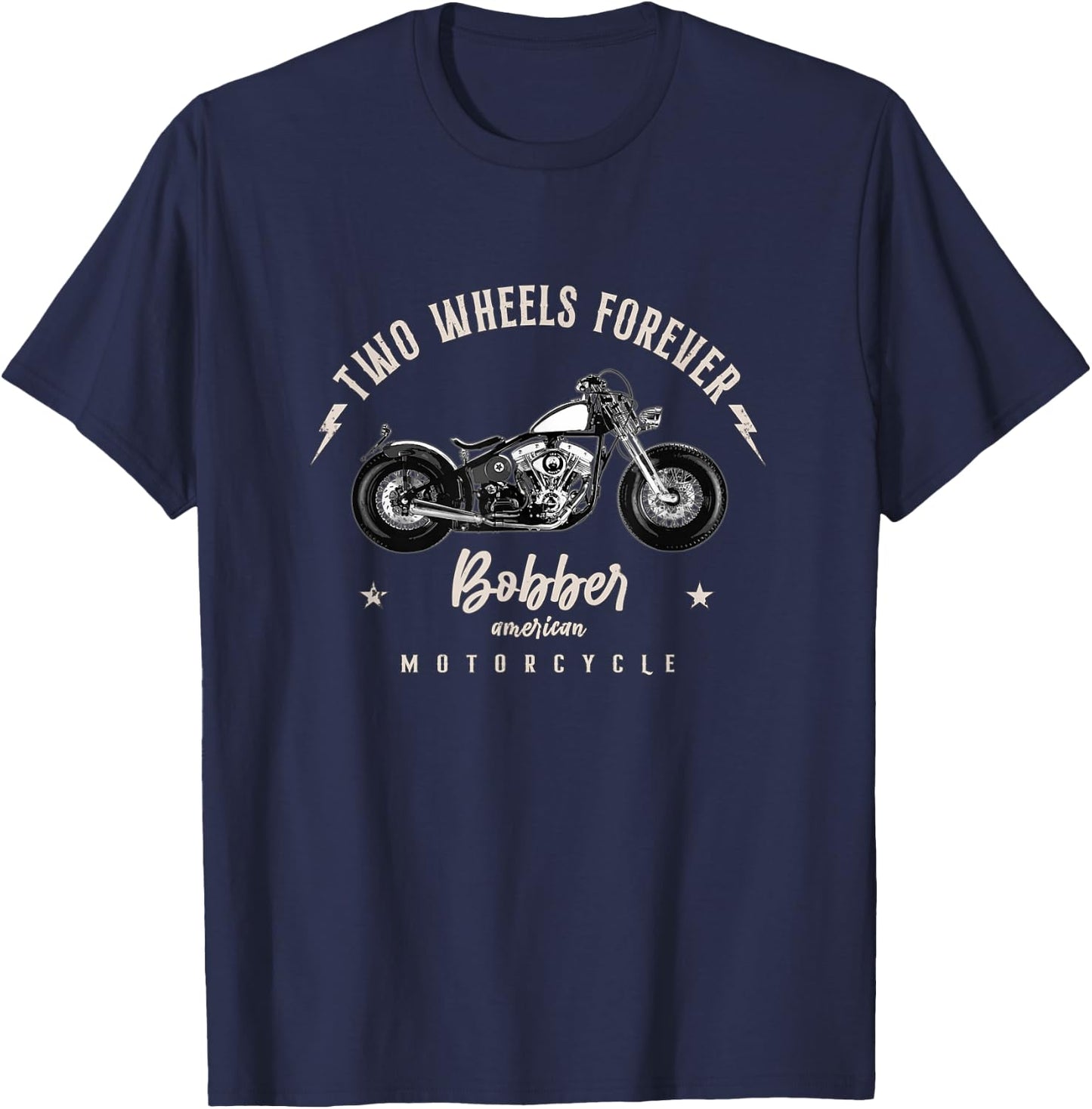 Two Wheels Always Bobber Motorcycle T-Shirt - T-Shirt | Navy