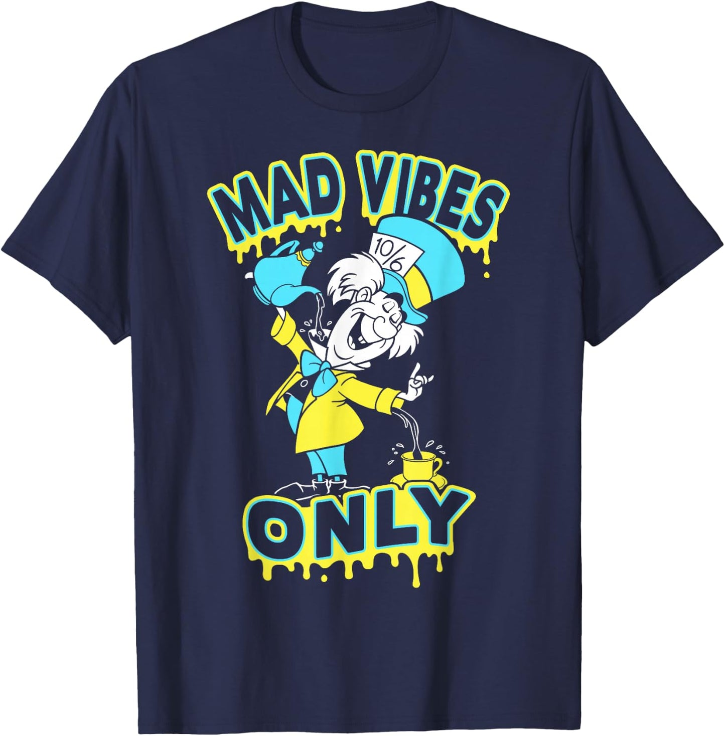Disney Alice in Wonderland Mad Hatter Mad Vibes Only Small T-Shirt - T-Shirt | Navy